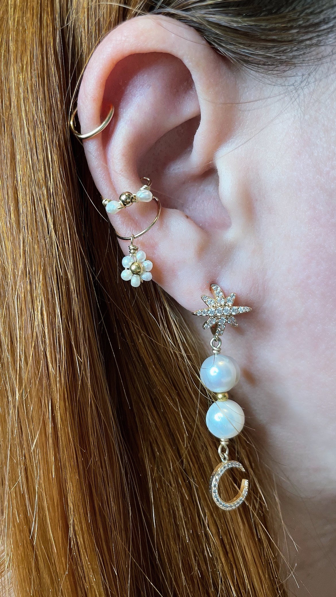 Marguerite Ear Cuff Argent 925 ou Or laminé Faux piercing