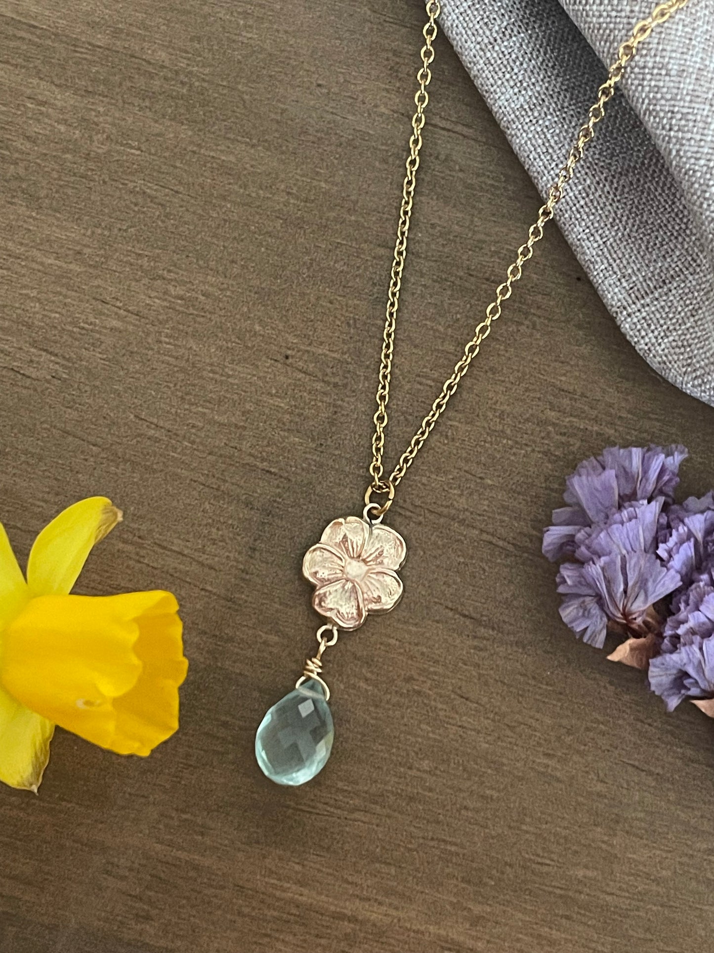Collier Floraison - Aventurine, Améthyste, Aigue-Marine