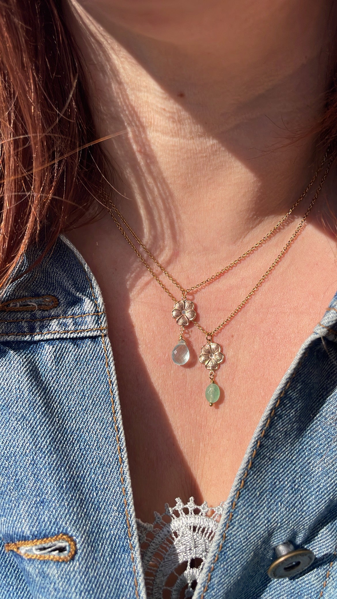 Collier Floraison - Aventurine, Améthyste, Aigue-Marine