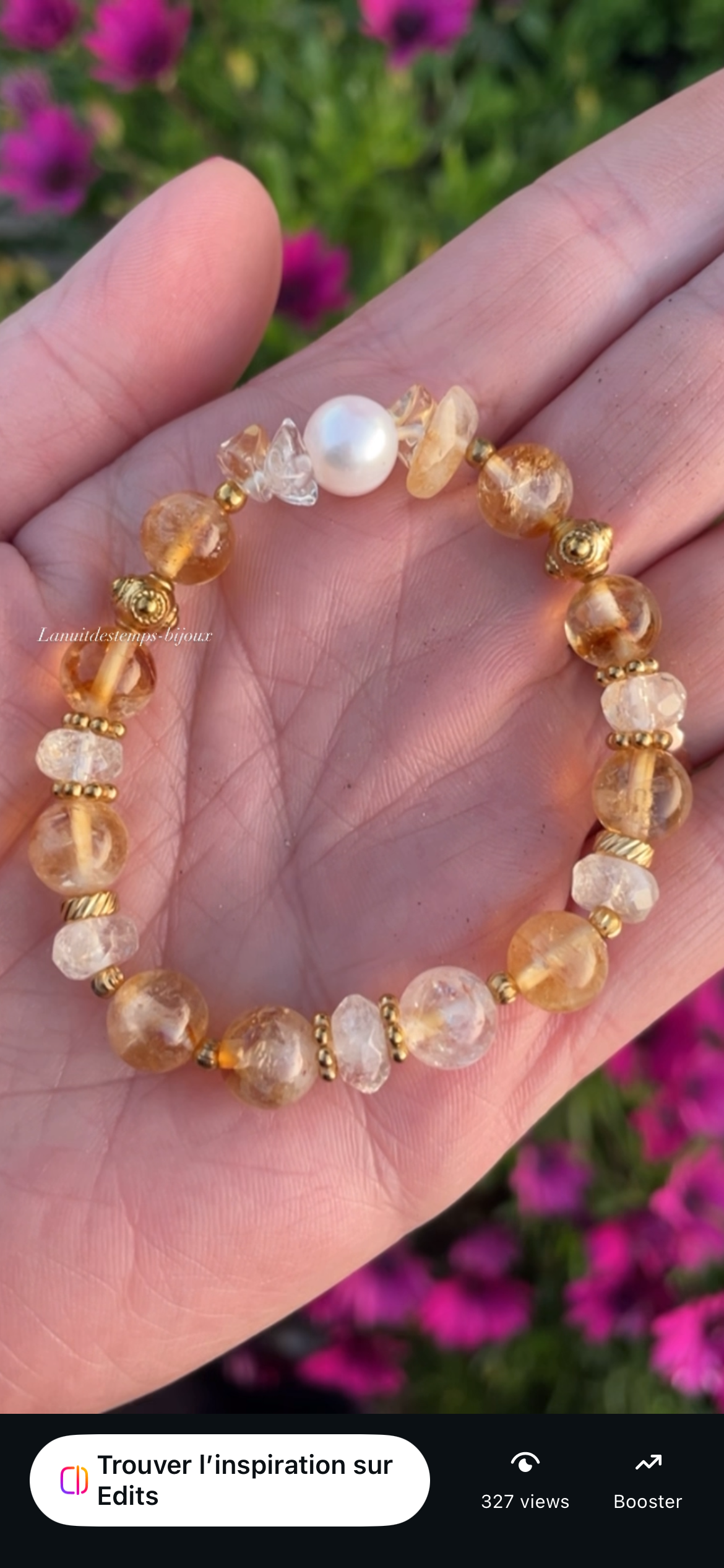 Bracelet Rayon d'Ostara Citrine et Perle de culture - Bijou énergie solaire