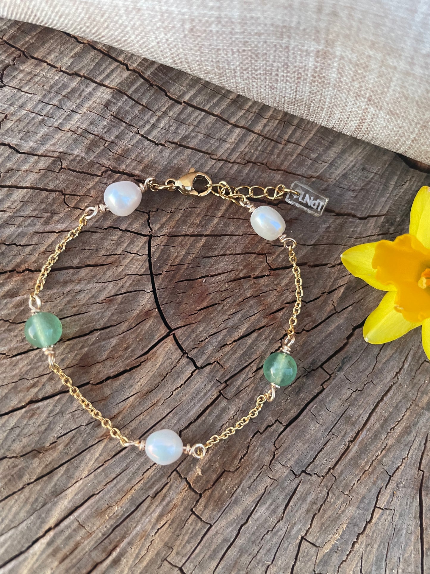 Bracelet Éveil d’Ostara – Aventurine & Perles de Culture 🌿