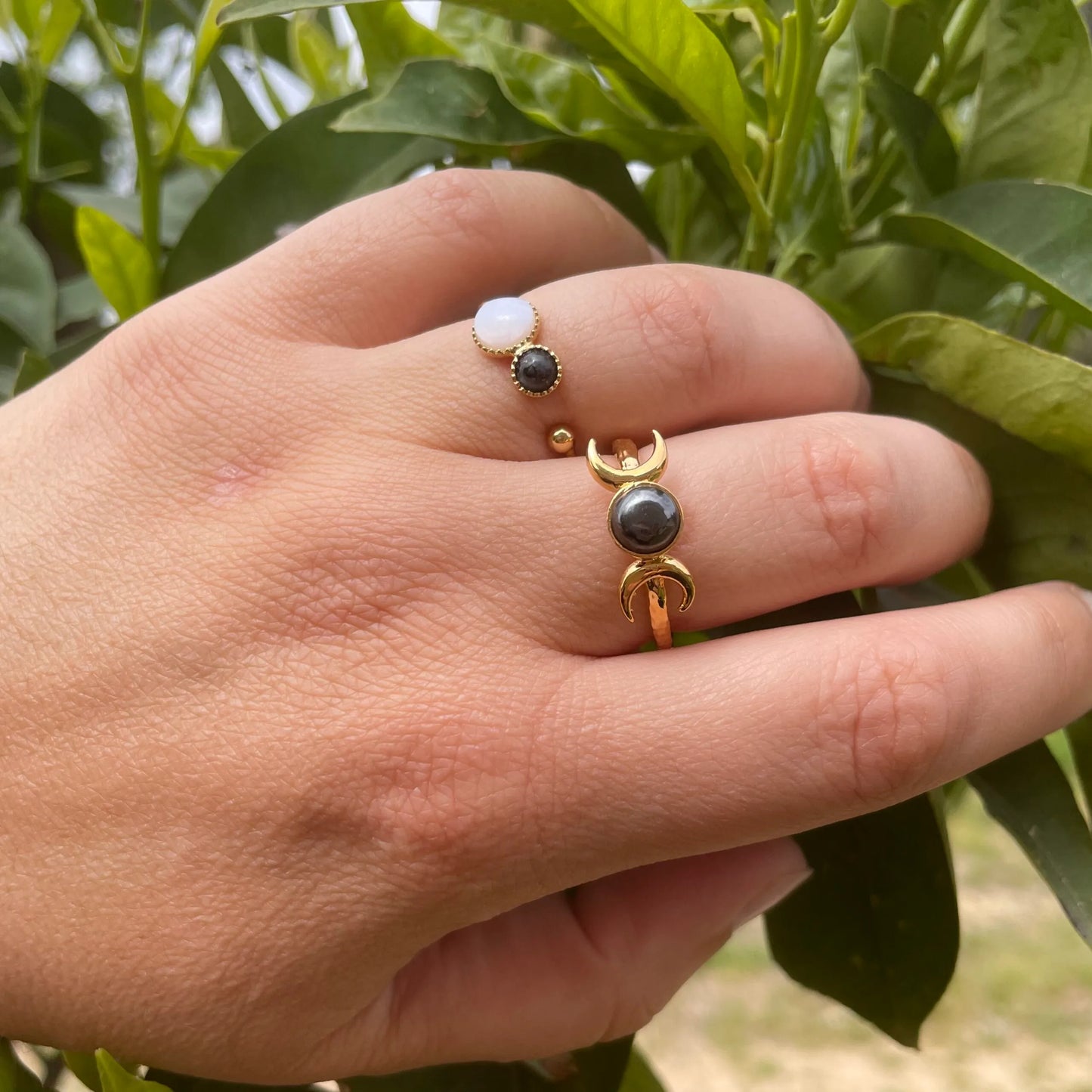 Bague Nacre et Labradorite – Plaqué Or